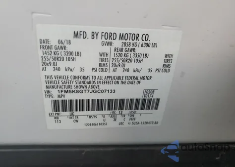 2018 Ford Explorer Sport z USA, uszkodzony, nr VIN 1FM5K8GT7JGC07133
